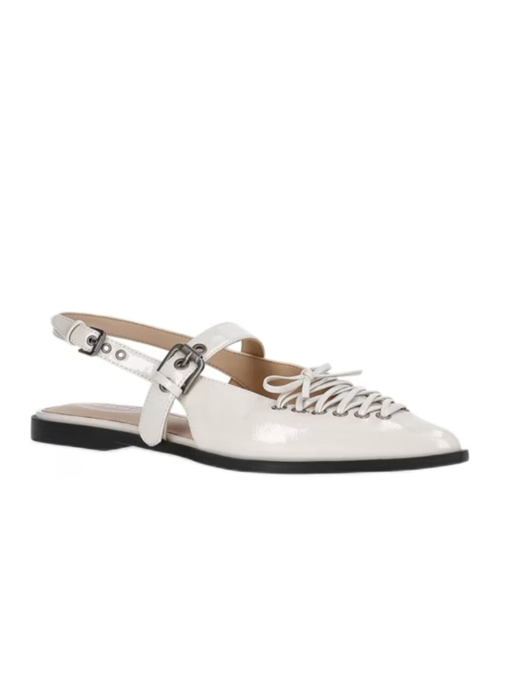 Scoop Patent Faux Leather Corset Flats Off White Coquette Academia Size 8.5